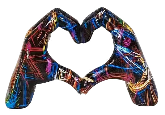 Art Colorful Love Hand Sculpture – 5" Modern Gesture Statue - Choices Books & Gifts