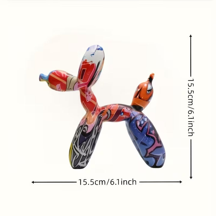 Graffiti Balloon Dog Sculpture – Colorful Resin Art Figurine - Choices Books & Gifts