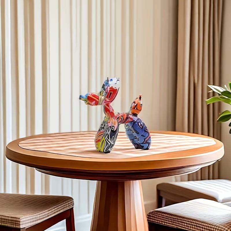 Graffiti Balloon Dog Sculpture – Colorful Resin Art Figurine - Choices Books & Gifts