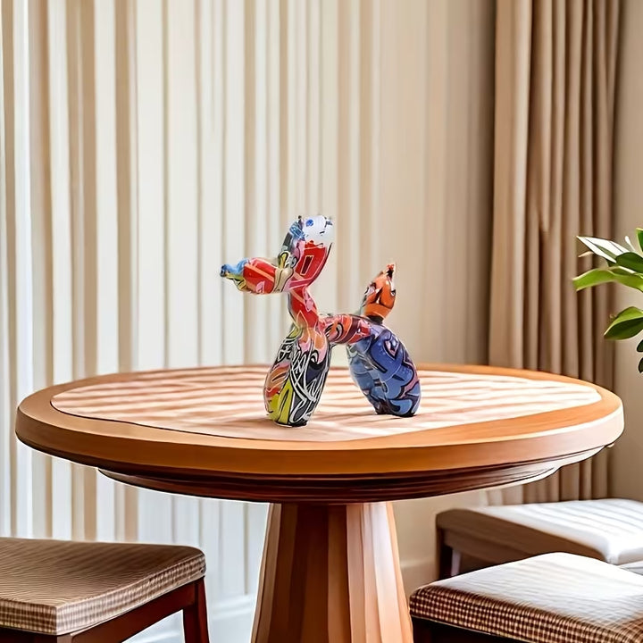 Graffiti Balloon Dog Sculpture – Colorful Resin Art Figurine - Choices Books & Gifts