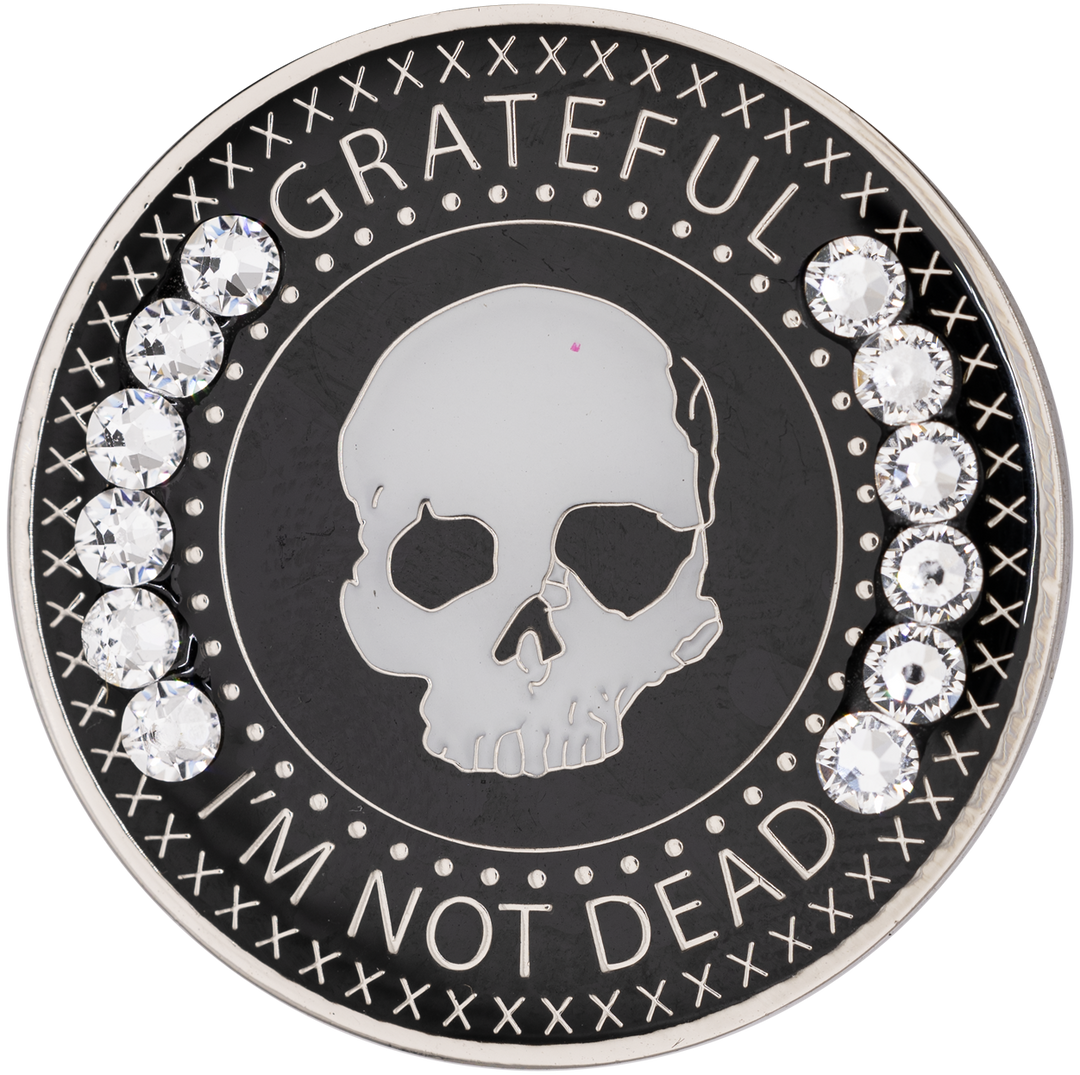 Grateful I'm Not Dead Coin with White - Recovery Medallion from Choices Books & Gifts
