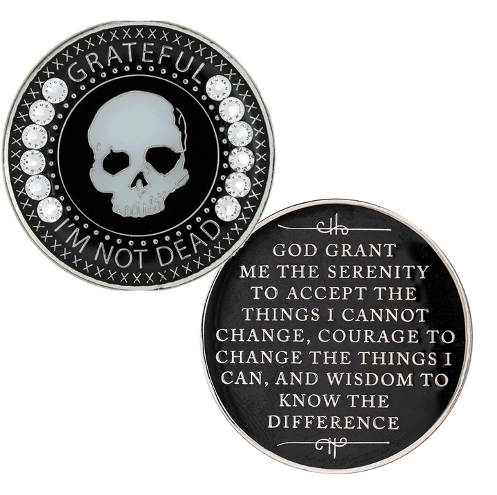 Grateful I'm Not Dead Coin with White - Recovery Medallion from Choices Books & Gifts