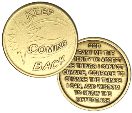 Keep Coming Back, Serenity Bronze AA Coin - Recovery Medallion from Choices Books & Gifts
