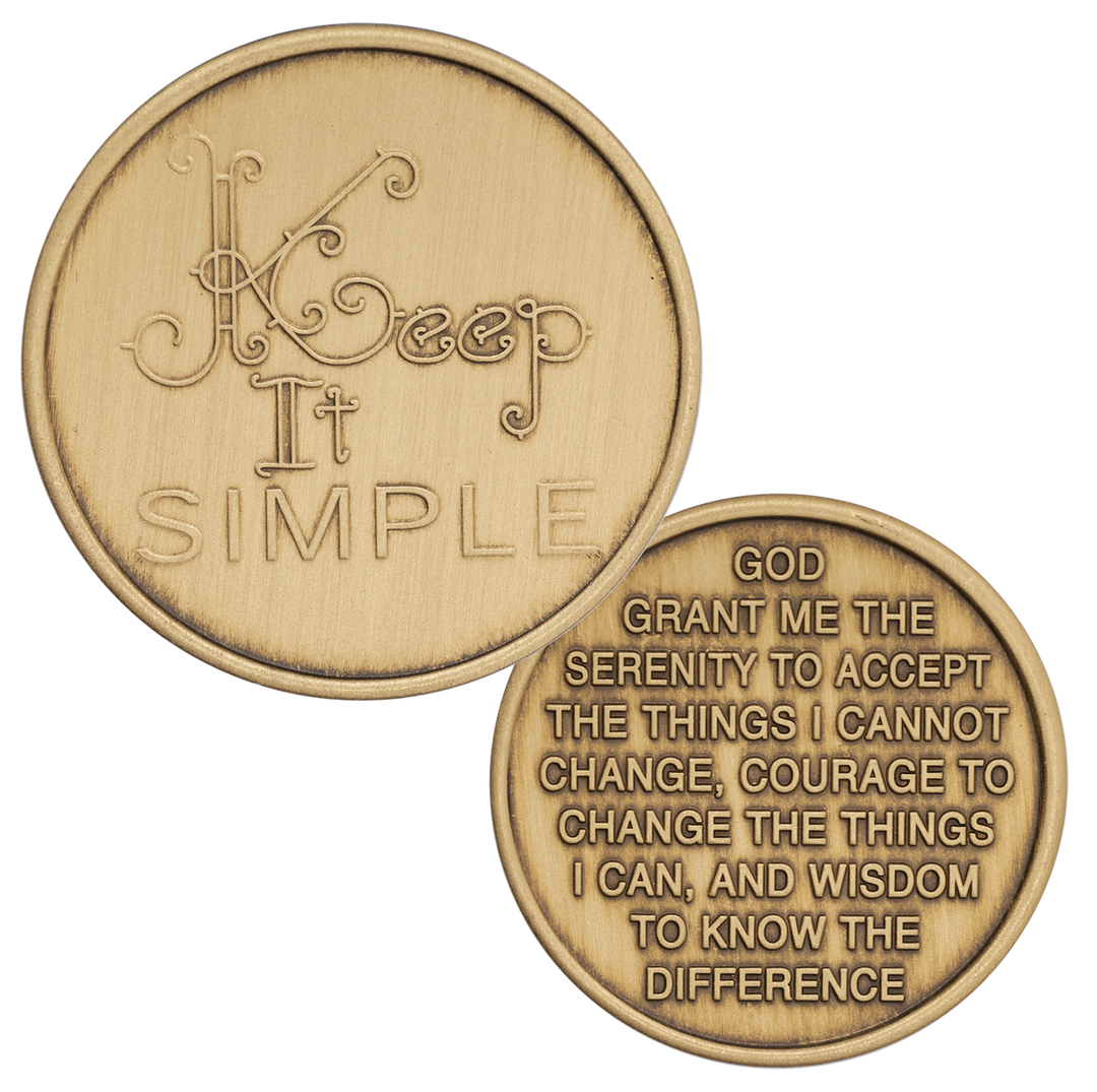 Keep It Simple, Serenity Prayer Bronze Coin - Recovery Medallion from Choices Books & Gifts