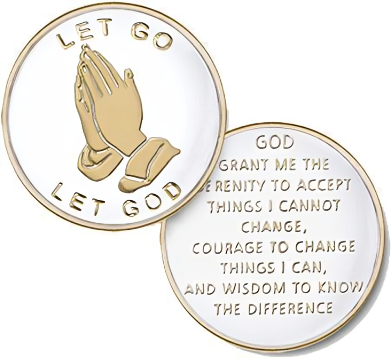 Let Go Let God White Coin - Recovery Medallion from Choices Books & Gifts