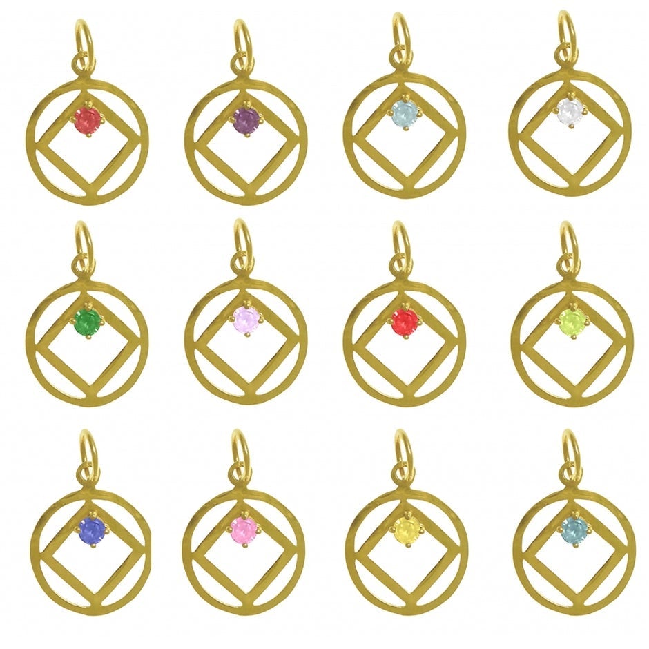 N01. NA Birthstone Pendant - 12 Different Colors, 14 kt Gold. - Premium Jewelry from 12 Step Gold by Jonathan Friedman - Just $140! Shop now at Choices Books & Gifts