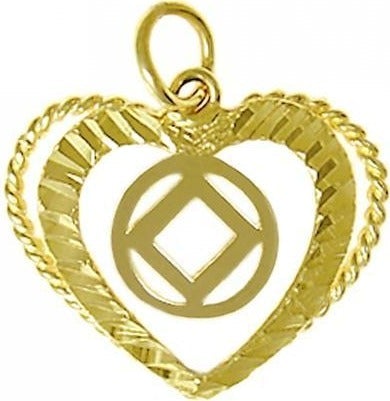 N04. NA Heart Pendant. 14KT Gold. - Premium Jewelry from 12 Step Gold by Jonathan Friedman - Just $155! Shop now at Choices Books & Gifts