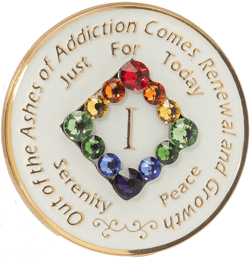 #N06. NA GLOW in the DARK Medallion w Rainbow Stones (1-45) - Premium Medallions from Choices - Just $21.95! Shop now at Choices Books & Gifts