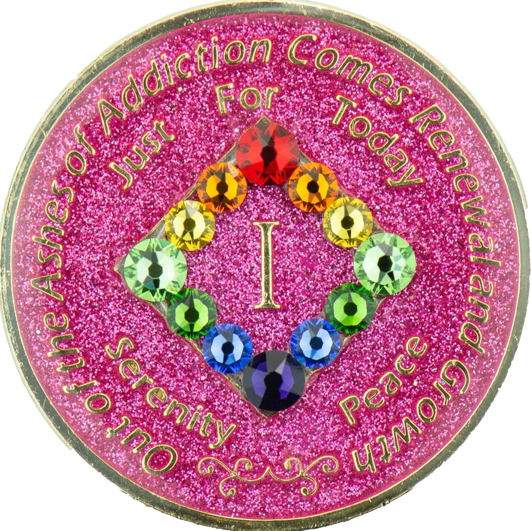 #N13. NA Glitter Pink w Rainbow Bling (1-45)