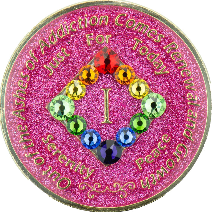 #N13. NA Glitter Pink w Rainbow Bling (1-45)