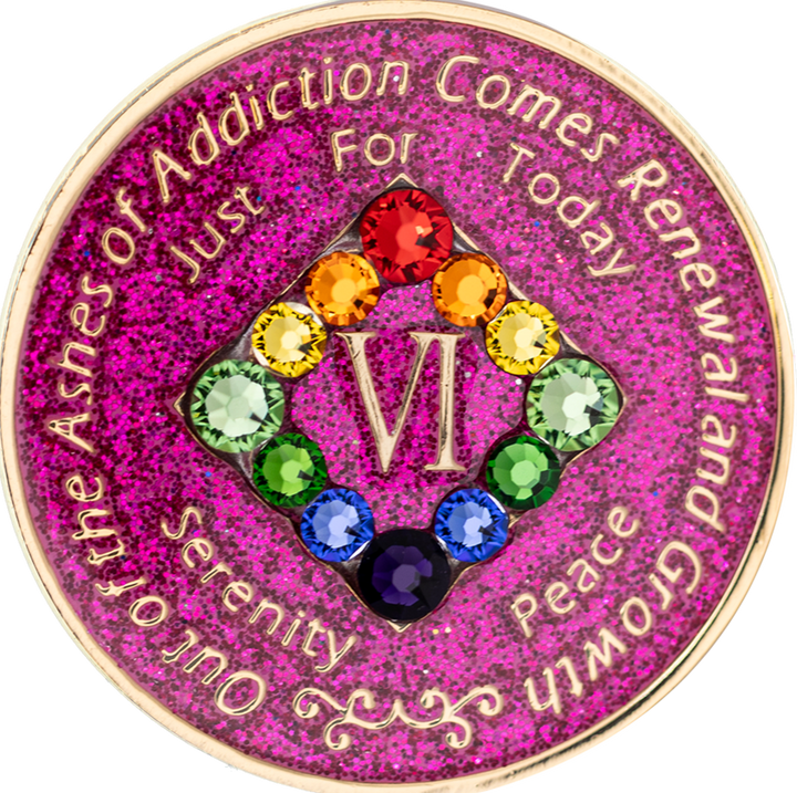 #N13. NA Glitter Pink w Rainbow Bling (1-45)