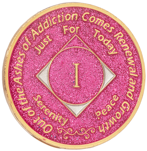 #N15. NA Medallion Glitter Pink Coin (1-45) - Premium Medallions from Choices - Just $13.95! Shop now at Choices Books & Gifts
