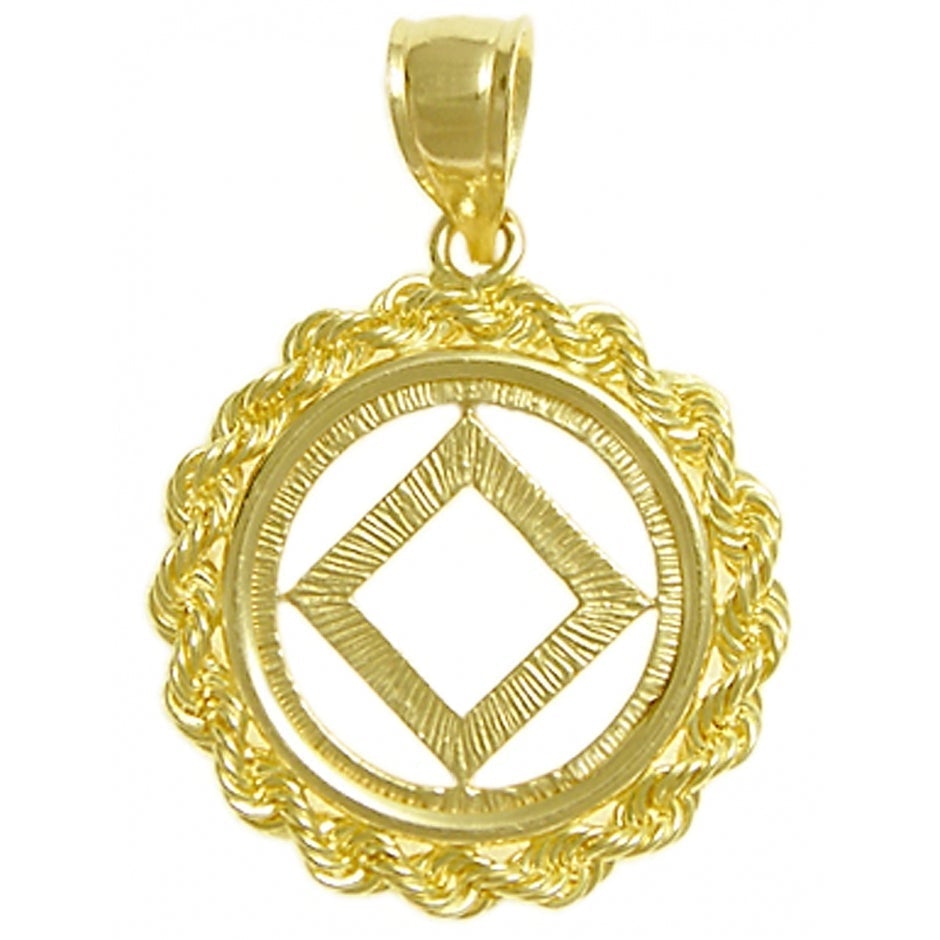 N21. NA Rope Style Circle Pendant 14KT Gold. - Premium Jewelry from 12 Step Gold by Jonathan Friedman - Just $349! Shop now at Choices Books & Gifts