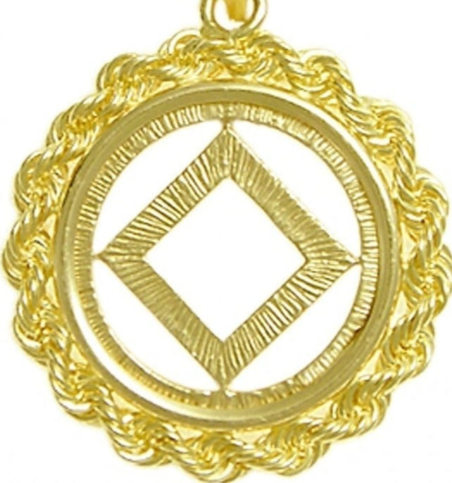 N21. NA Rope Style Circle Pendant 14KT Gold. - Premium Jewelry from 12 Step Gold by Jonathan Friedman - Just $349! Shop now at Choices Books & Gifts