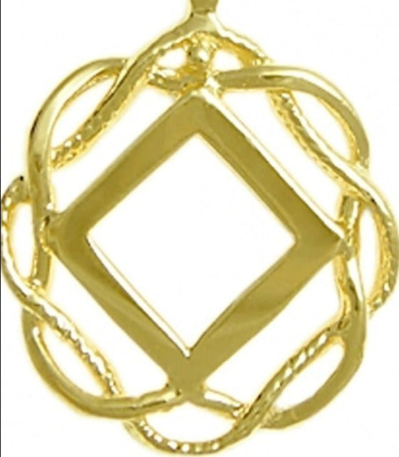 N22. NA Basket Weave Circle Pendant 14KT Gold. - Premium Jewelry from 12 Step Gold by Jonathan Friedman - Just $299! Shop now at Choices Books & Gifts