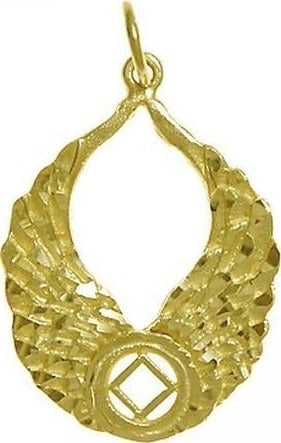 N30. NA w Angel Wings Pendant.   14KT Gold. - Premium Jewelry from 12 Step Gold by Jonathan Friedman - Just $350! Shop now at Choices Books & Gifts