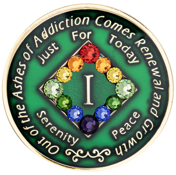 #N42b. NA Green w/ Rainbow Bling (1-40)