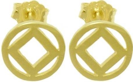 N43. NA Symbol Small Stud Earrings.   14KT Gold. - Premium Jewelry from 12 Step Gold by Jonathan Friedman - Just $199! Shop now at Choices Books & Gifts