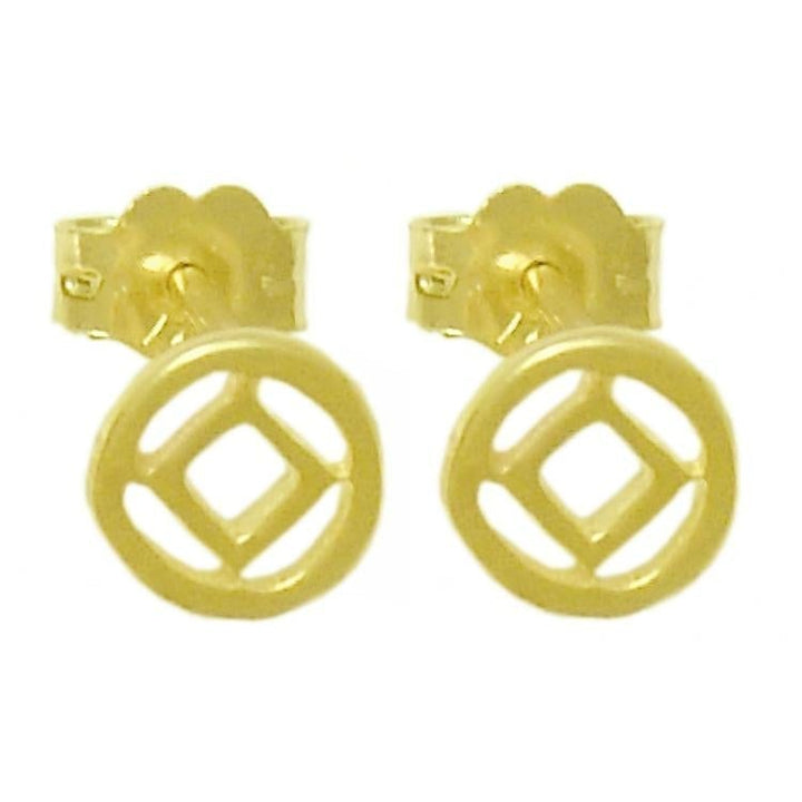 N45. NA Symbol Small Stud Earrings.   14KT Gold. - Premium Jewelry from 12 Step Gold by Jonathan Friedman - Just $199! Shop now at Choices Books & Gifts