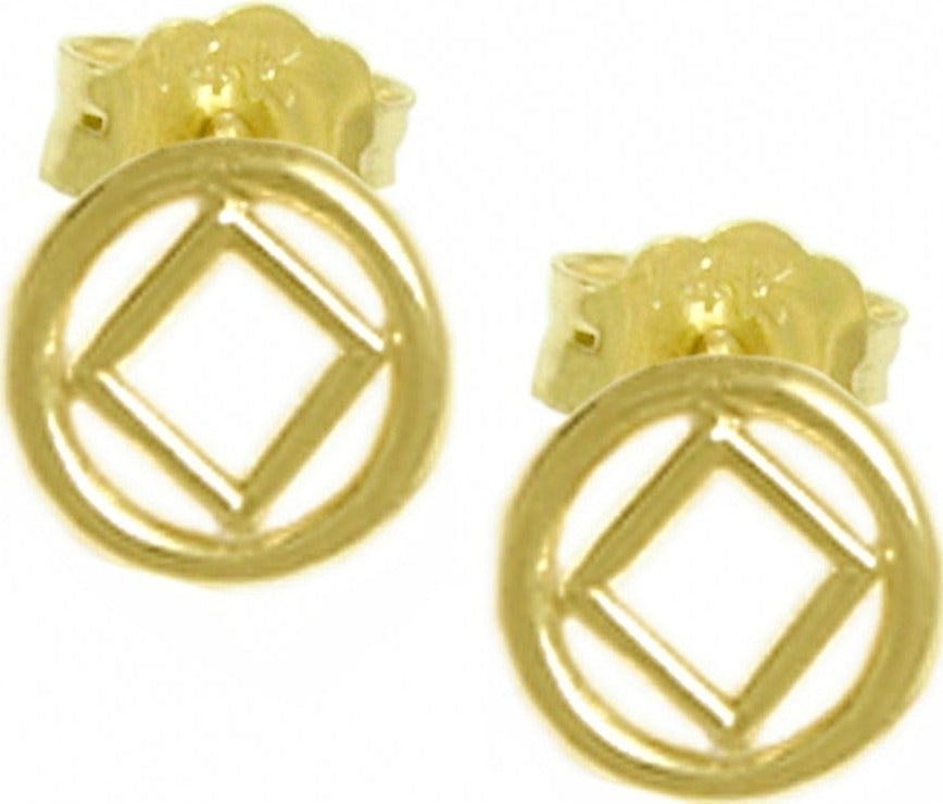 N46.  NA Symbol Small Stud Earrings.   14KT Gold. - Premium Jewelry from 12 Step Gold by Jonathan Friedman - Just $120! Shop now at Choices Books & Gifts