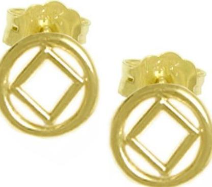N46.  NA Symbol Small Stud Earrings.   14KT Gold. - Premium Jewelry from 12 Step Gold by Jonathan Friedman - Just $120! Shop now at Choices Books & Gifts