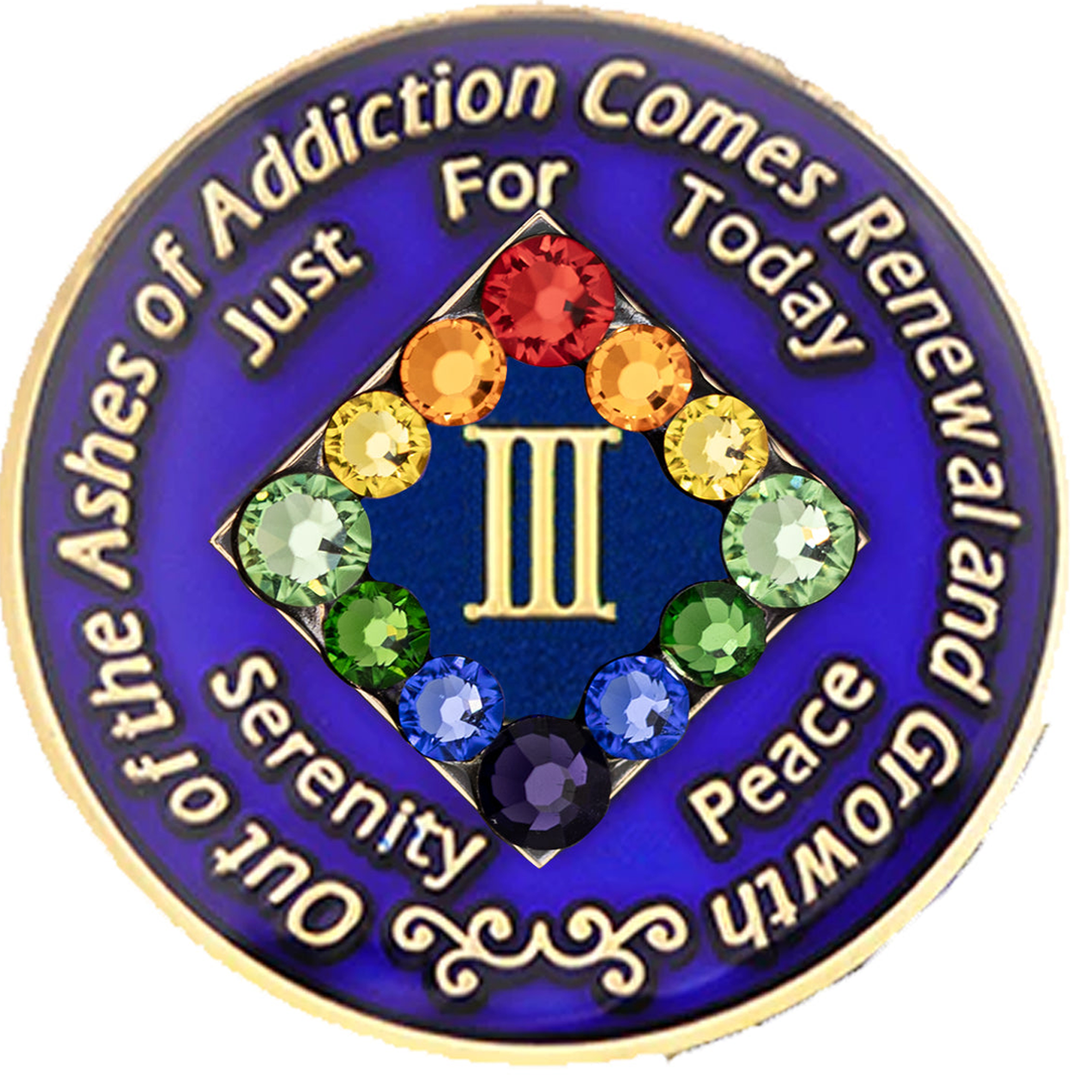 NA Blue with Rainbow Bling Coin - Recovery Medallion from Choices Books & Gifts