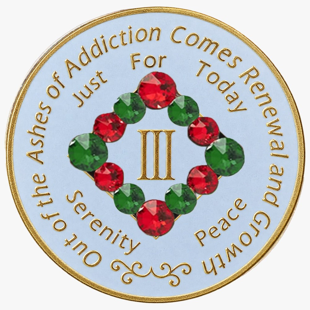 NA Christmas Glow in the Dark Medallion with Red and Green Crystals (#N01 XMAS)