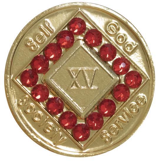 NA Bronze Coin with Red Crystals - Recovery Medallion from Choices Books & Gifts