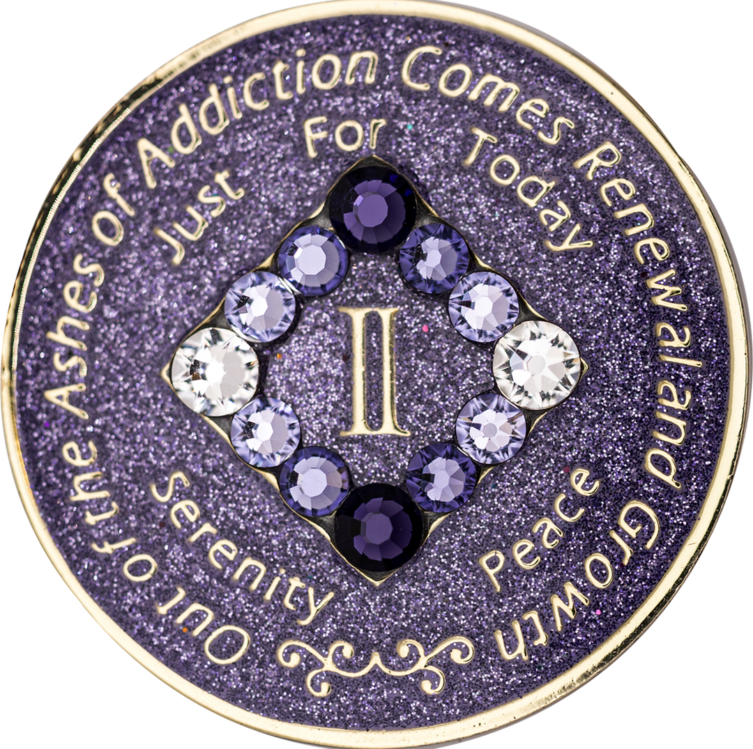 NA Glitter Lavender with Purple Trans Coin - Recovery Medallion from Choices Books & Gifts