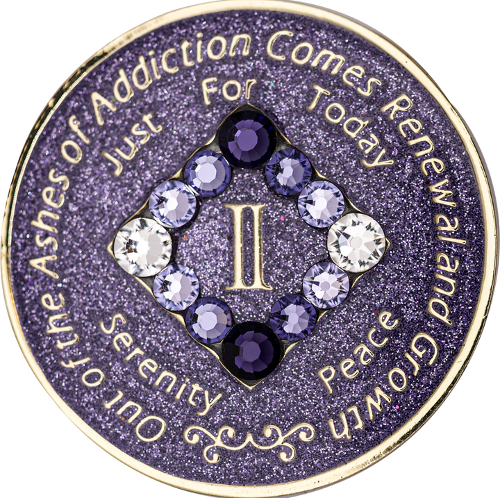 NA Glitter Lavender with Purple Trans Coin - Recovery Medallion from Choices Books & Gifts