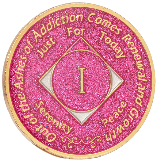 Glitter Pink NA Medallion - Recovery Medallion from Choices Books & Gifts