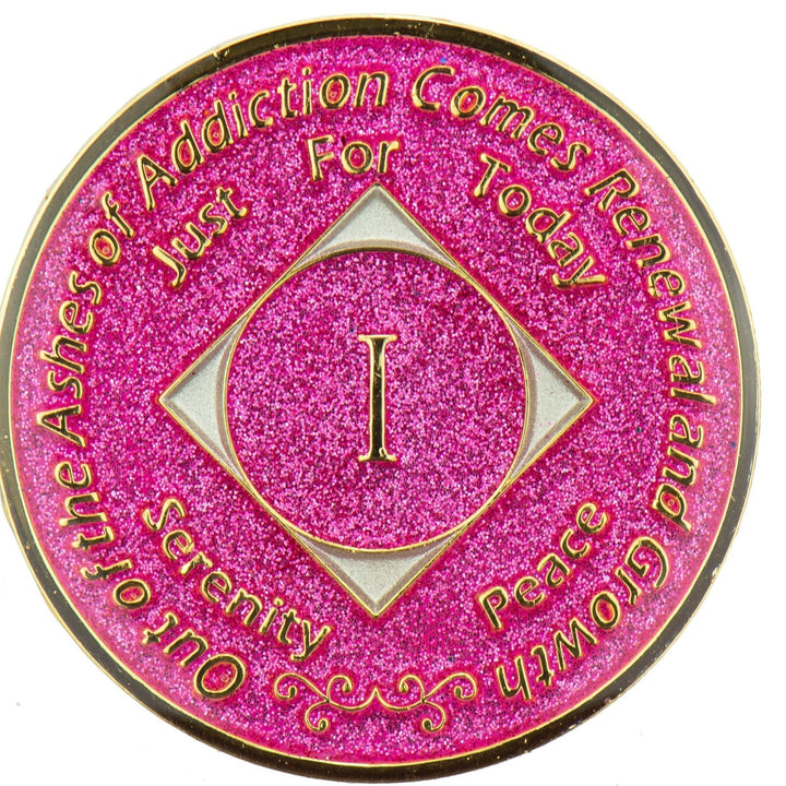 Glitter Pink NA Medallion - Recovery Medallion from Choices Books & Gifts