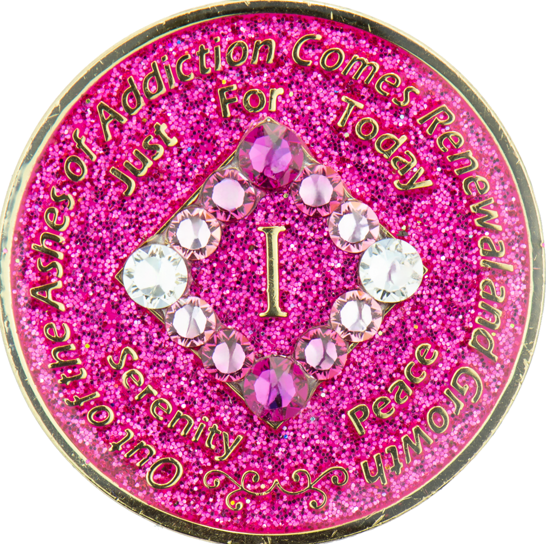 NA Glitter Pink with Pink Trans Coin - Recovery Medallion from Choices Books & Gifts