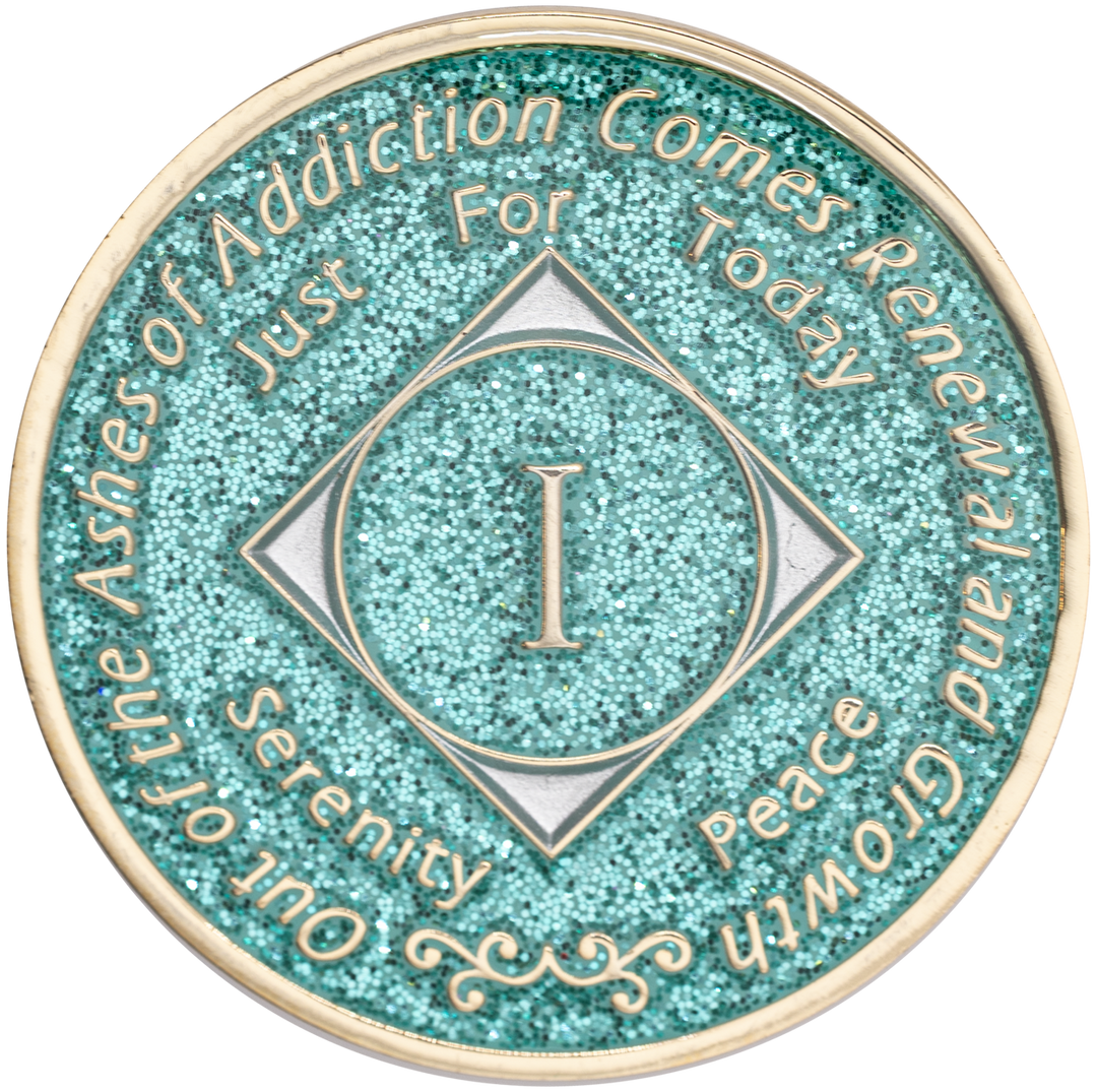 Glitter Turquoise NA Medallion - Recovery Medallion from Choices Books & Gifts