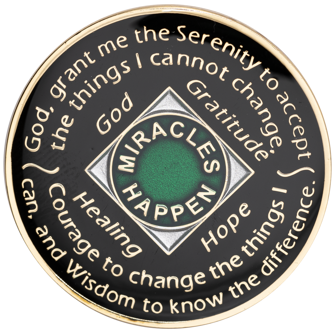 NA Green with Green Crystals Coin - Recovery Medallion from Choices Books & Gifts