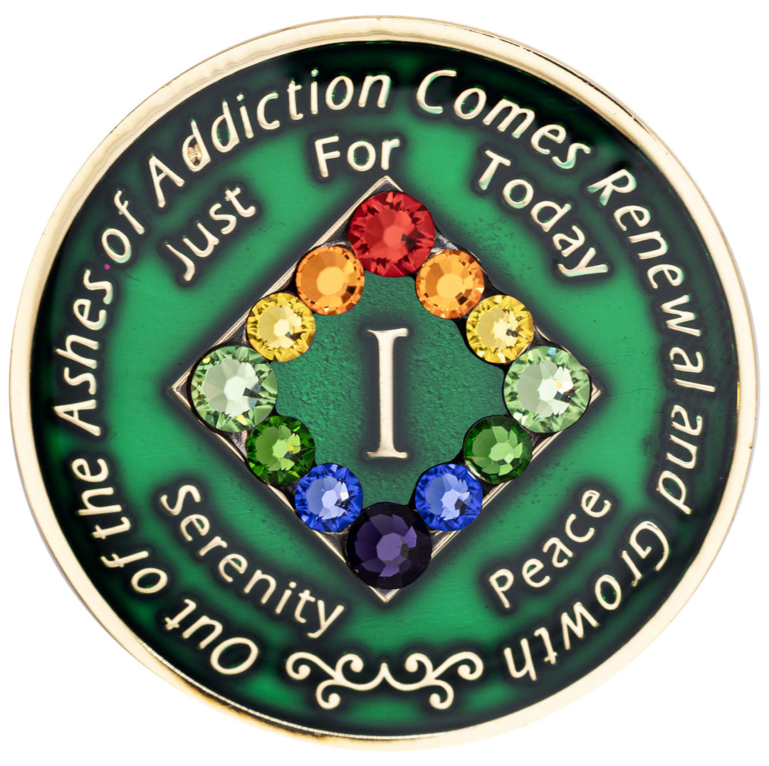 NA Green with Rainbow Bling Coin - Recovery Medallion from Choices Books & Gifts