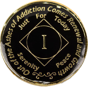 NA Coin, #M01.  Black NA Medallion (Yrs 1-45)