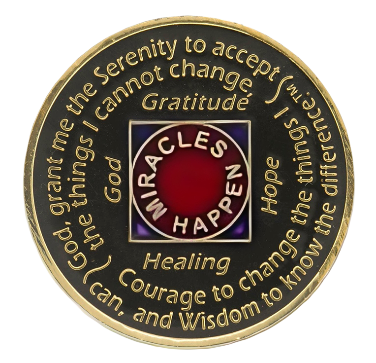 NA Coin, #M02.  Black/Red NA Medallion (Yrs 1-45)