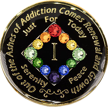 NA Coin, #M03.  Black w/ Rainbow Bling (Yrs 1-45)