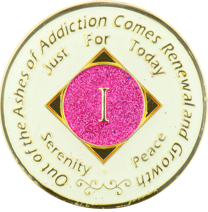 NA Coin, #N02.  GLWPK Glow Pink NA Medallion (Yrs 1-45)