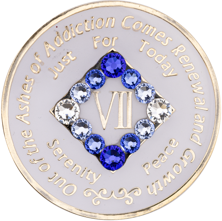 NA Coin, #N04.  Glow NA Chip w Blue Transition (Yrs 1-45)