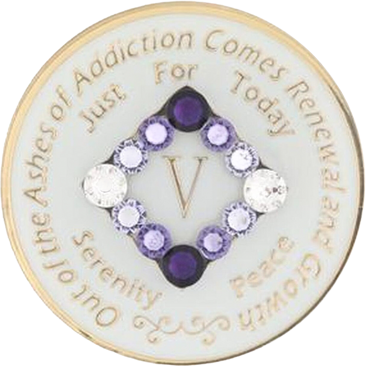 NA Coin, #N07.  Glow NA Medallion w Purple Trans (Yrs 1-45)