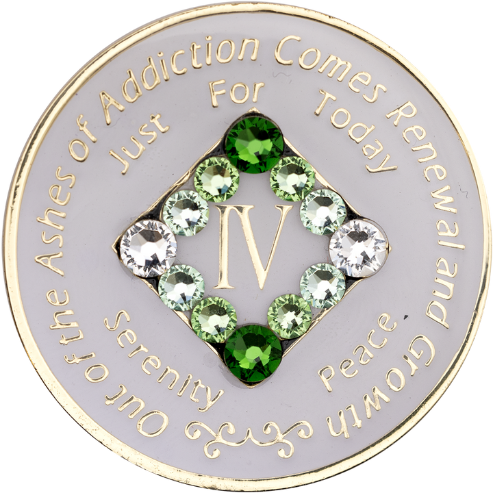 NA Coin, #N08.  Glow in the Dark NA Chip w Green Transition (Yrs 1-45)