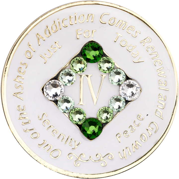 NA Coin, #N08.  Glow in the Dark NA Chip w Green Transition (Yrs 1-45)