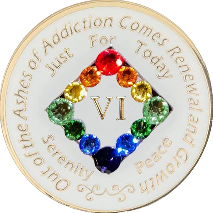 NA Coin, #N09.  Glow NA Medallion w Rainbow Bling (Yrs 1-45)