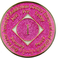 #N15. NA Medallion Glitter Pink Coin (1-45) - Premium Medallions from Choices - Just $13.95! Shop now at Choices Books & Gifts