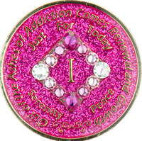 NA Coin, #N13.  Glitter Pink NA Medallion w Pink Trans (Yrs 1-45)