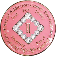 NA Coin, #N17.  NA Pink Coin w White Crystals (Yrs 1-45)