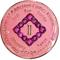 NA Coin, #N19.  Pink NA Medallion w Pink Crystals (Yrs 1-45)