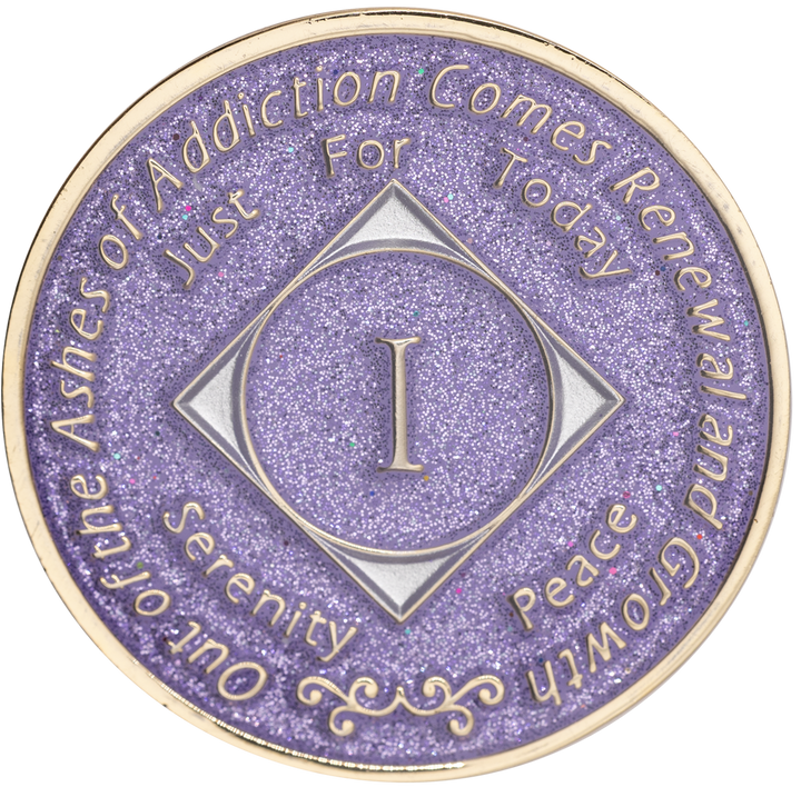 NA Coin, #N21.  Glitter Lavender NA Medallion (Yrs 1-45)